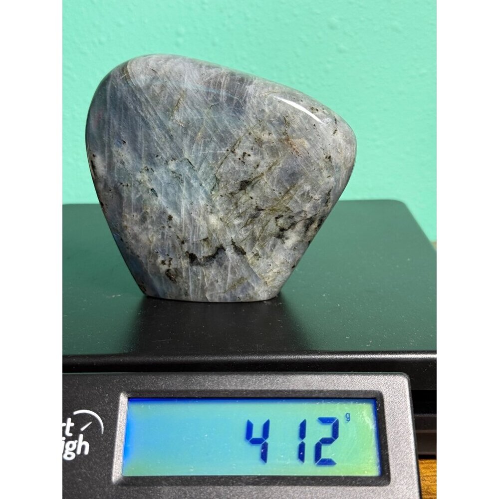 Natural Labradorite Freeform Gray Stone Blue Flash Crystal Reiki 3.5" 412g - Picture 12 of 12